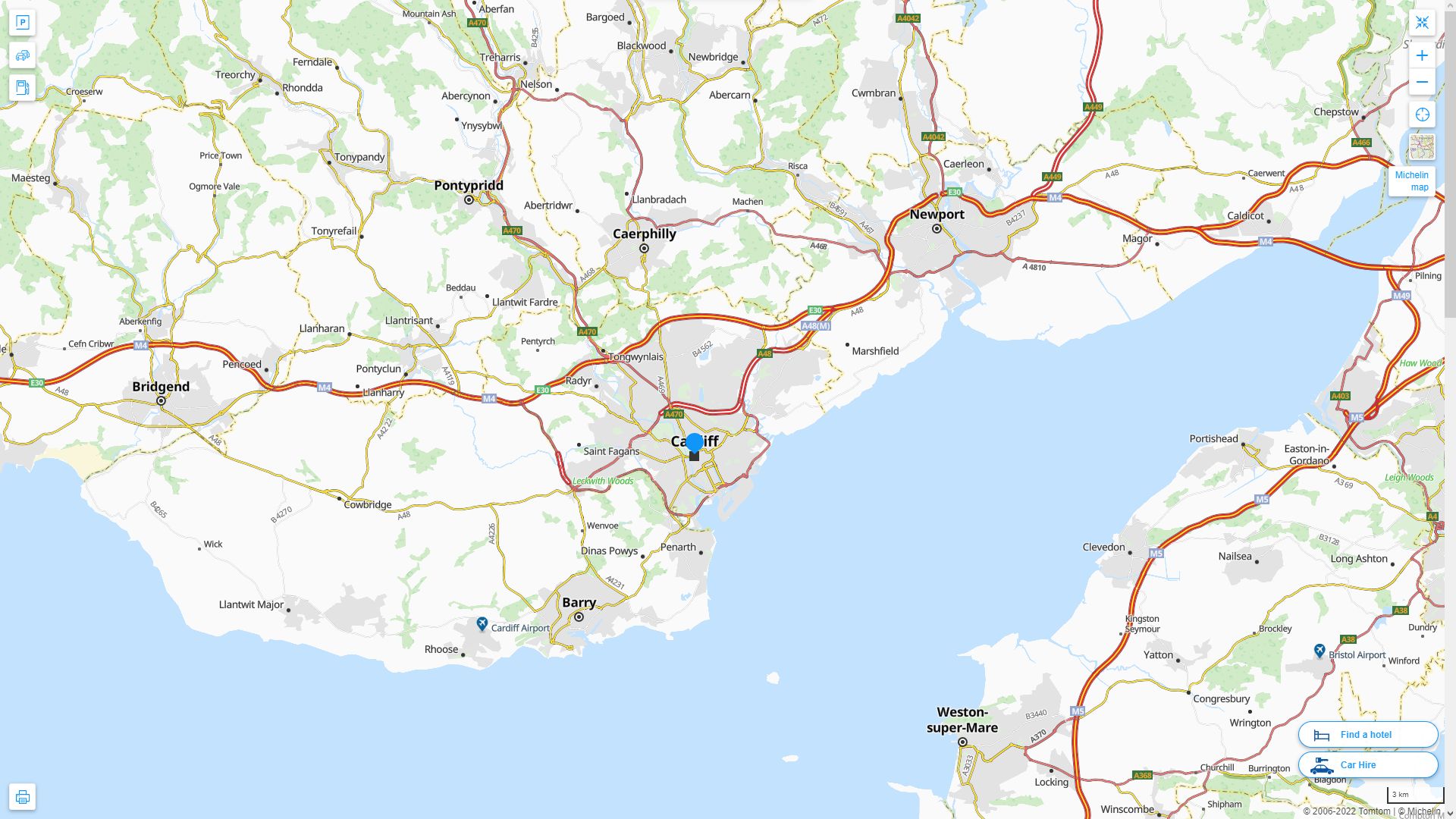 Cardiff Royaume Uni Autoroute et carte routiere